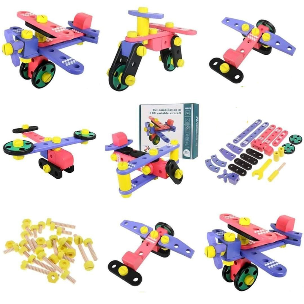 Nuts Bolts 100 Variations Aircraft Assemble Educational Kids Toys