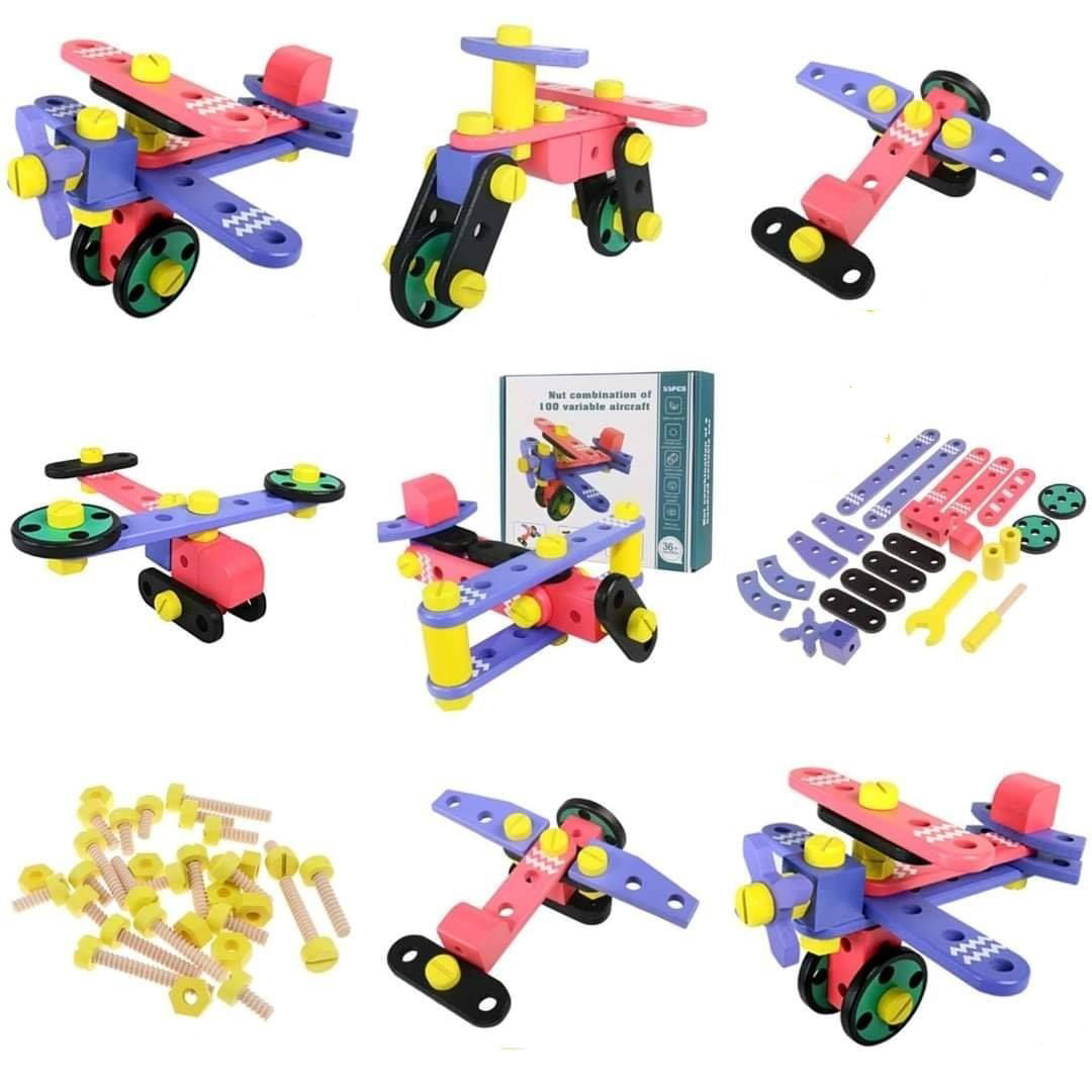 Nuts Bolts 100 Variations Aircraft Assemble Educational Kids Toys