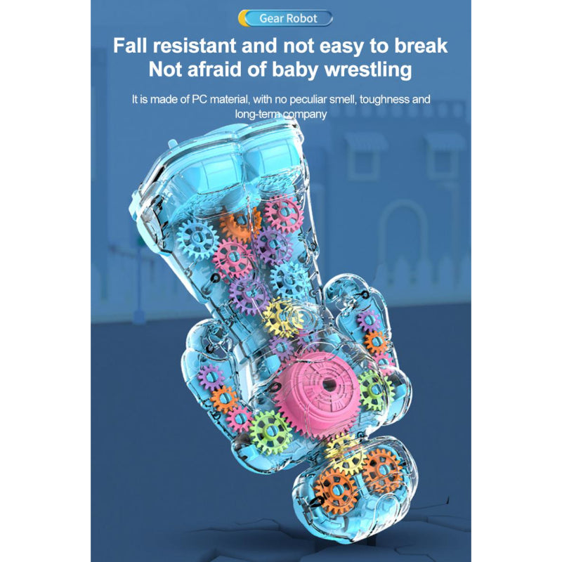 Electric Transparent Gear Robot Toy With Light Effects for Kids
