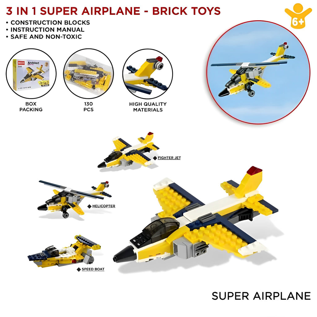 130Pcs Super Creative 3 In 1 Architect Super Airplane Blocks Toy Set