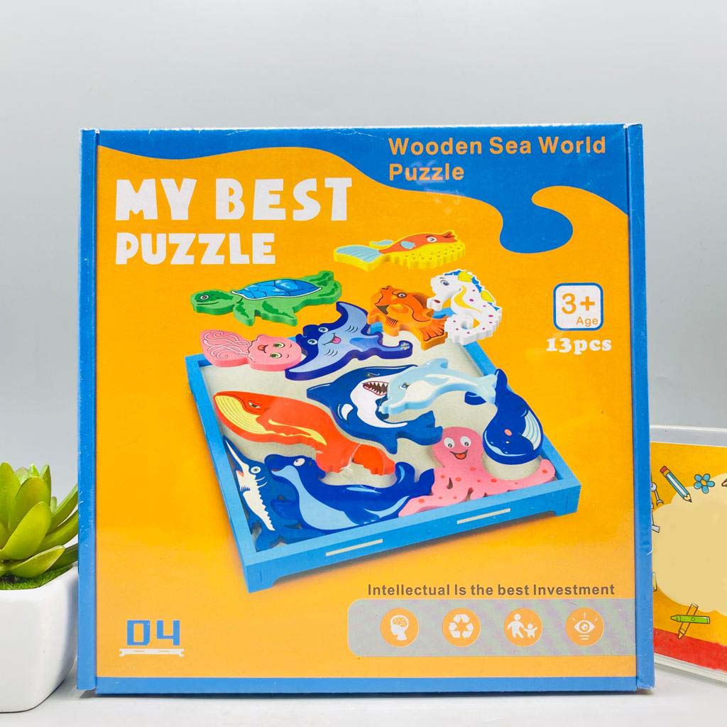 13Pcs Colorful 3D Wooden Sea World Puzzle For Kids