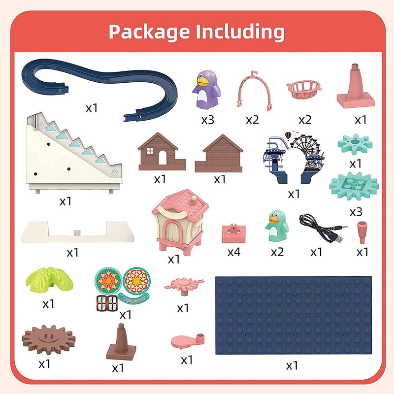 Colorful Electrical Penguin Slide & Climbing Ladder Building Blocks for Kids