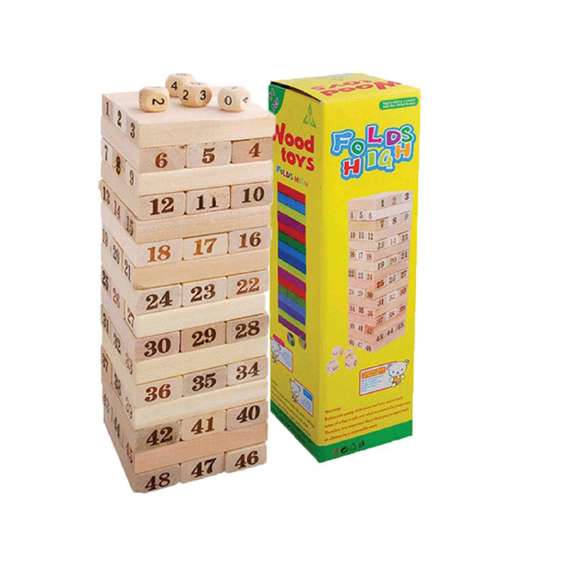 Classic Plain Jenga Wooden Puzzle Blocks Stacking Game 48 Pcs For Toddlers