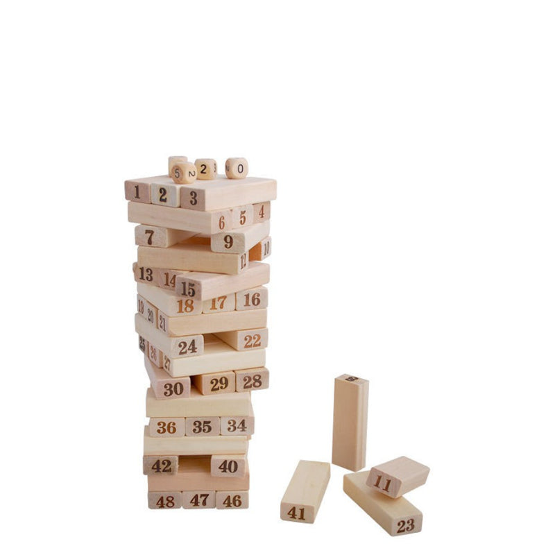 Classic Plain Jenga Wooden Puzzle Blocks Stacking Game 48 Pcs For Toddlers