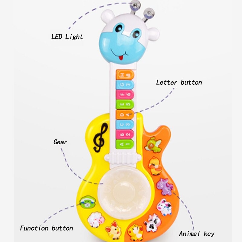 Electronic Guitar Piano Instrument Multi-Function Lighting Teaching Animal Enlightenment Baby Toy