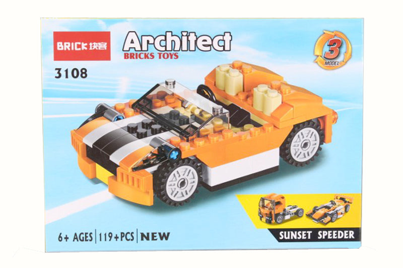 Architect Creator 3 In 1 Sunset Speeder Model Building Block Sets Race Car Toys