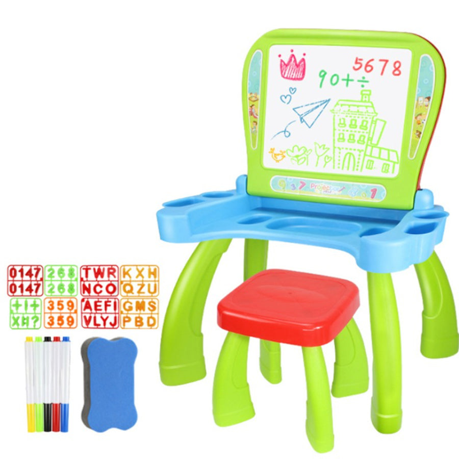 2 IN 1 Drawing Board & Art Projector Magnetic Board With Desk For Kids