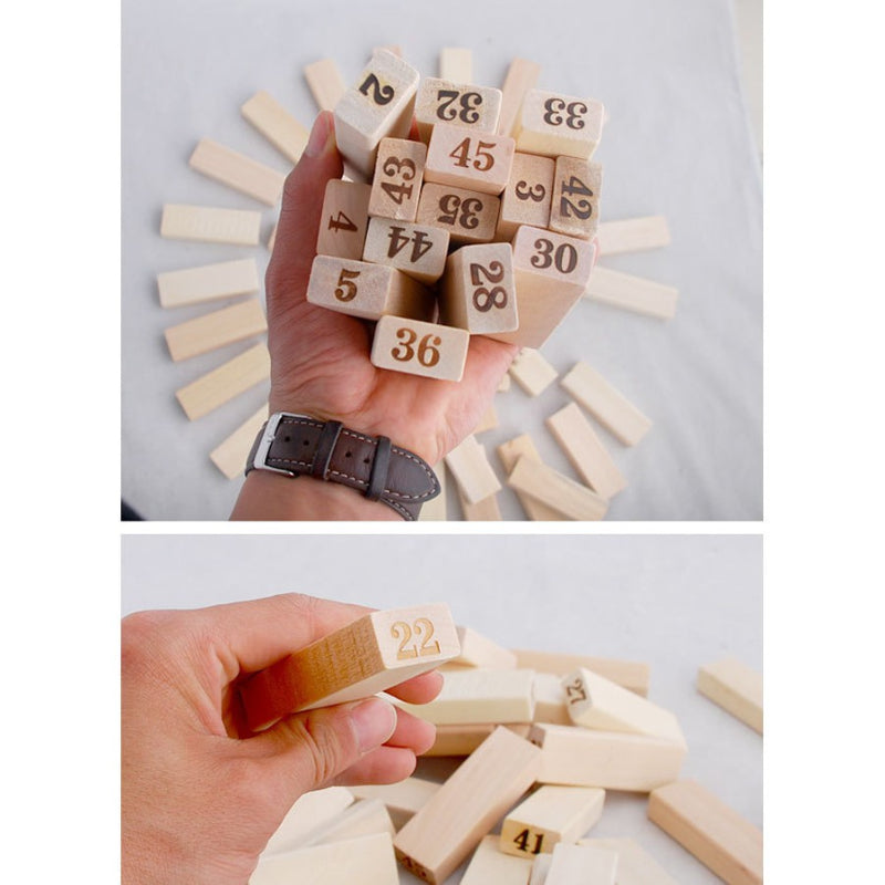 Classic Plain Jenga Wooden Puzzle Blocks Stacking Game 48 Pcs For Toddlers
