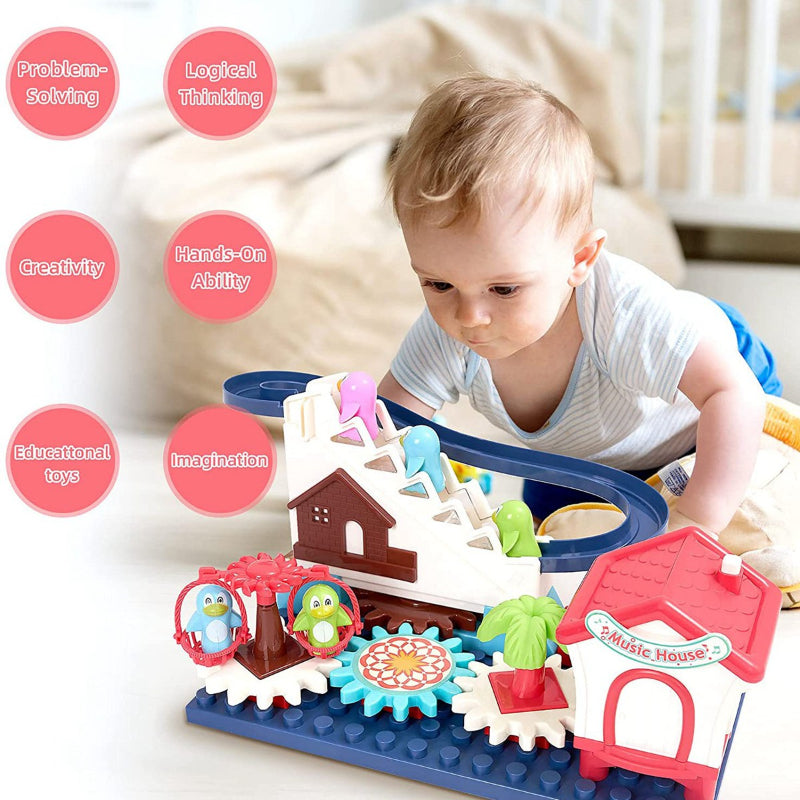 Colorful Electrical Penguin Slide & Climbing Ladder Building Blocks for Kids