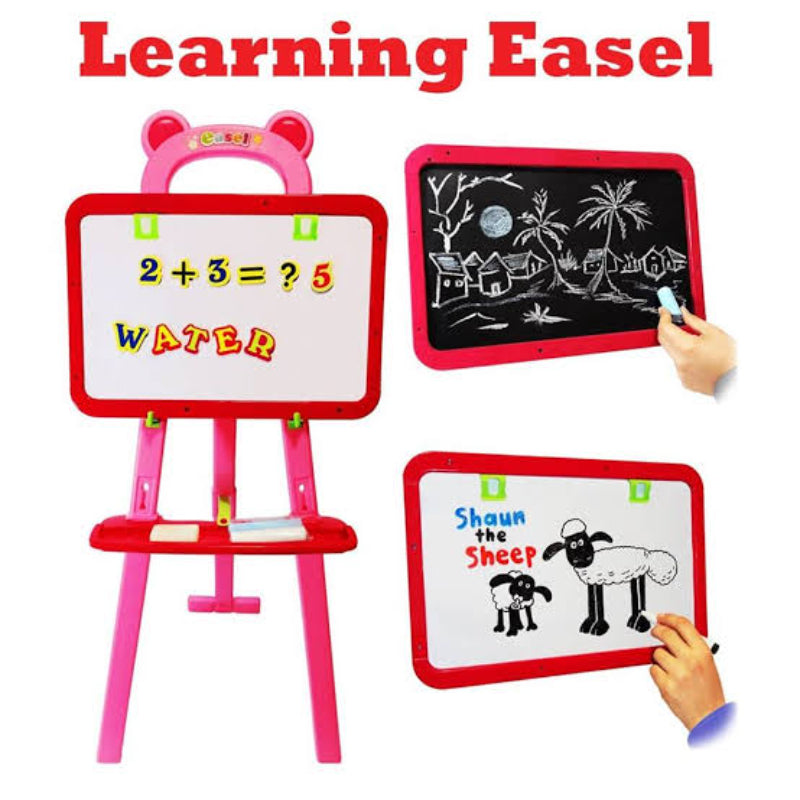 3 In 1 Hello Kitty Learning Easel With White Magnetic, Chalk And Paper Clip Board