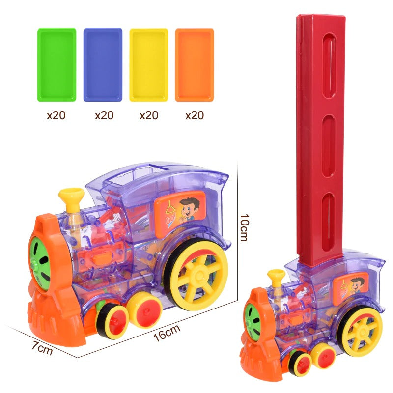 Kids Domino Train Car Set Sound Light Automatic Laying Domino Blocks Game Educational DIY Toy