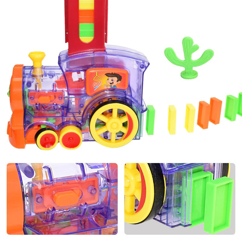 Kids Domino Train Car Set Sound Light Automatic Laying Domino Blocks Game Educational DIY Toy