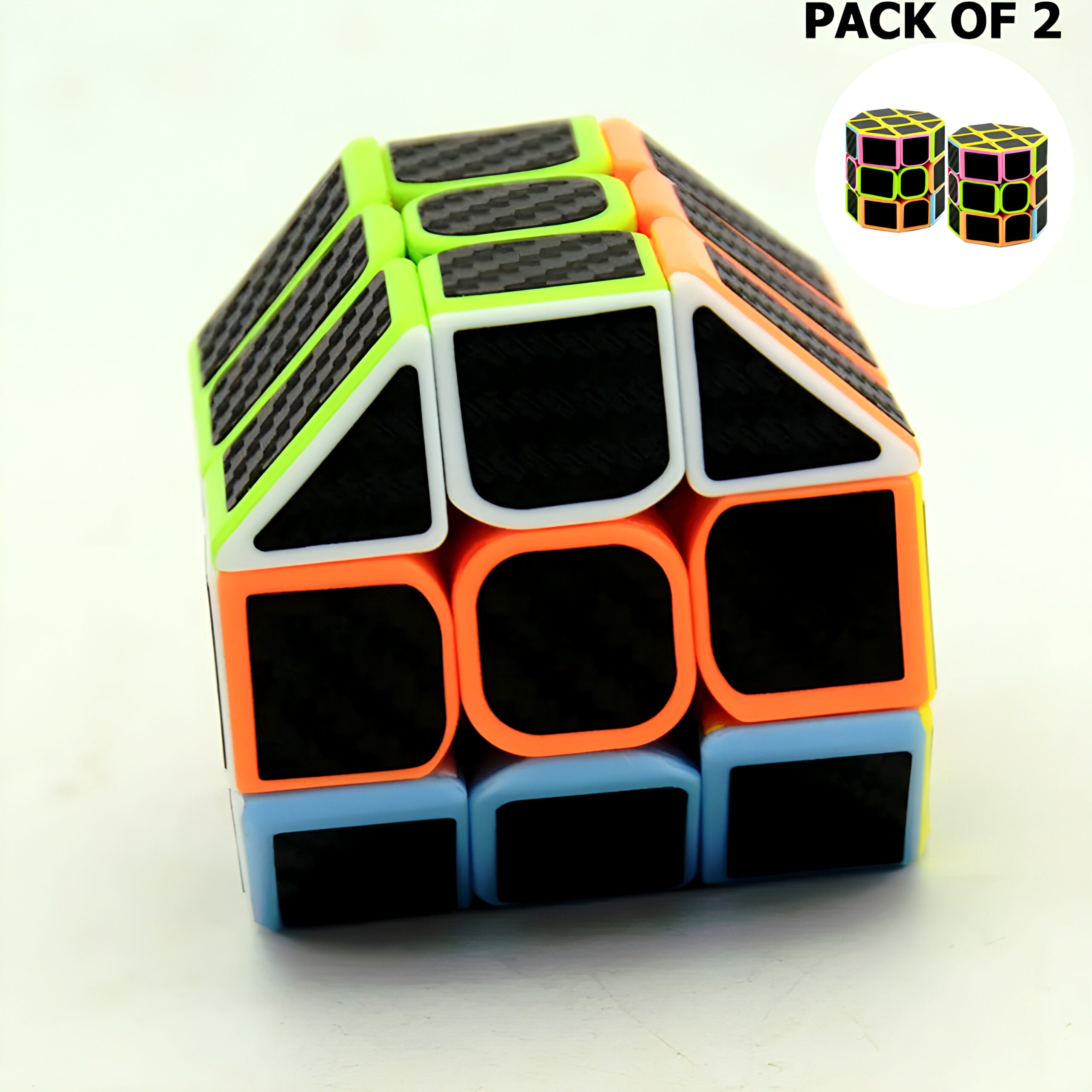 Pack Of 2 Colorful Octagonal Shaped Puzzle Cube Toys (3x3x3)