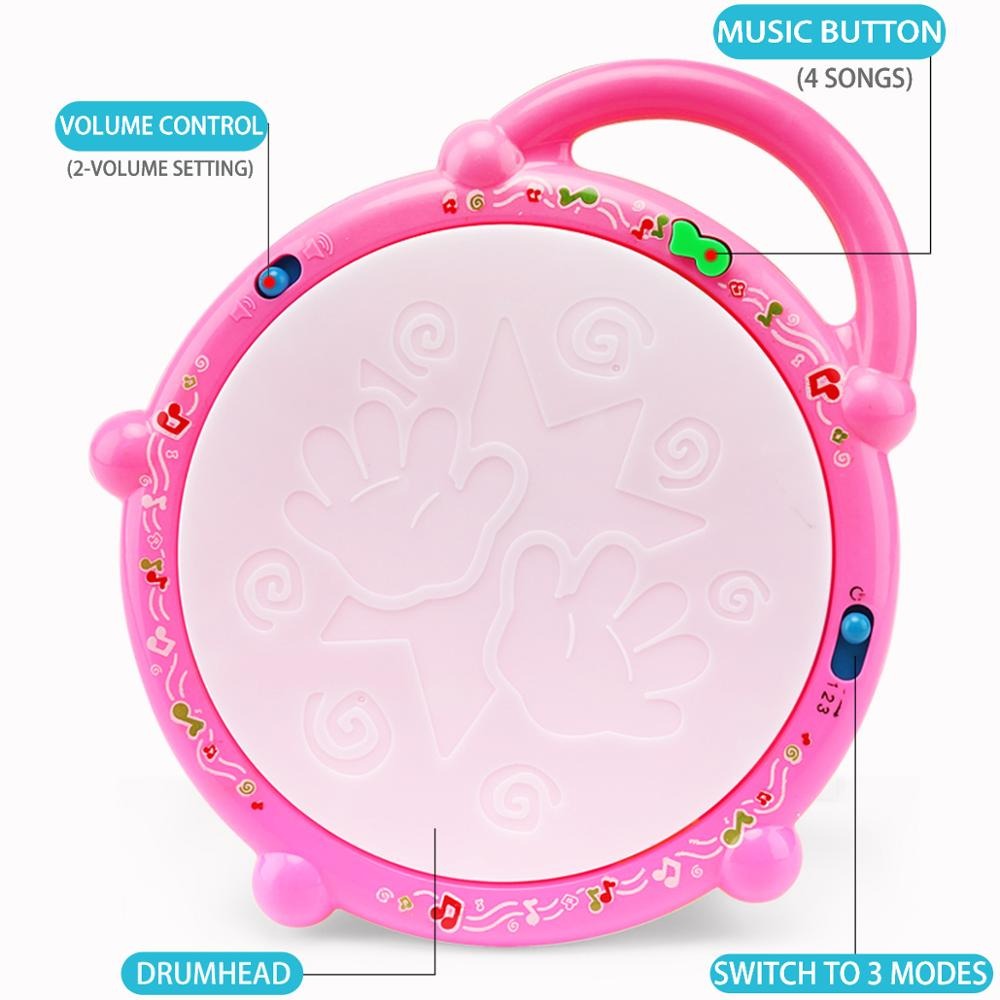 Mini Flash Drum Music Instrument Rattle For Kid Education Toy