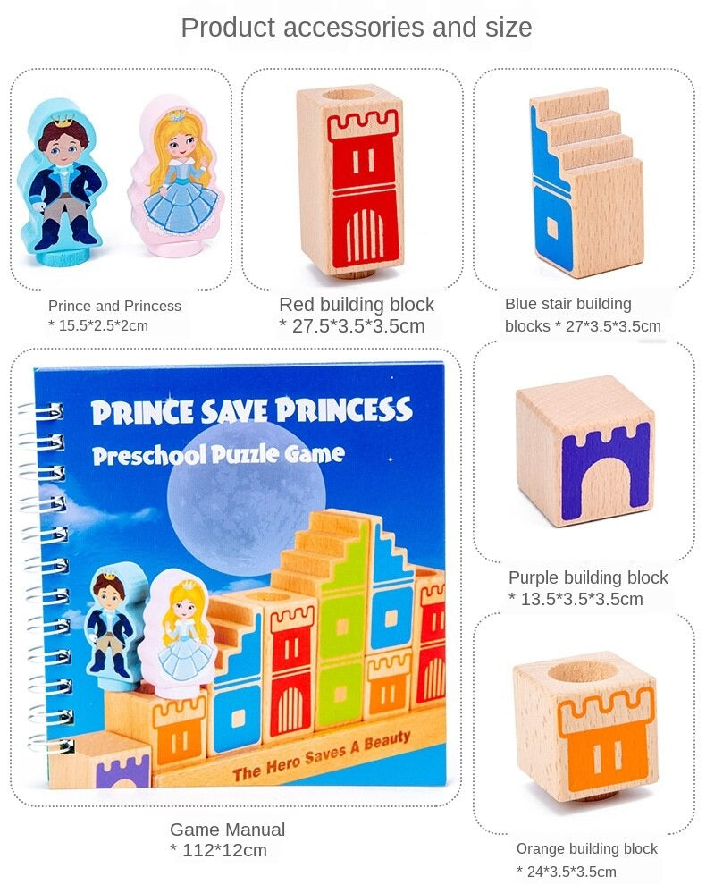 Wooden Building Blocks Toy Prince Save The Princess Interactive Game For Kids 3d Blocks