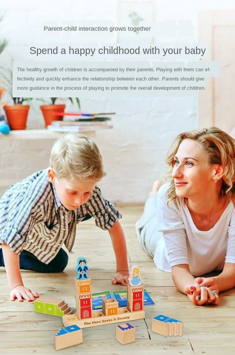 Wooden Building Blocks Toy Prince Save The Princess Interactive Game For Kids 3d Blocks