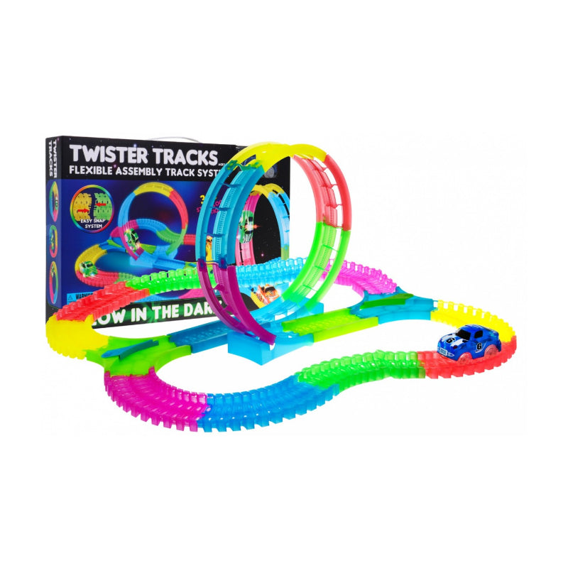 Colorful Glow-in-the-Dark children Race Track 188 pcs and 360° rotation