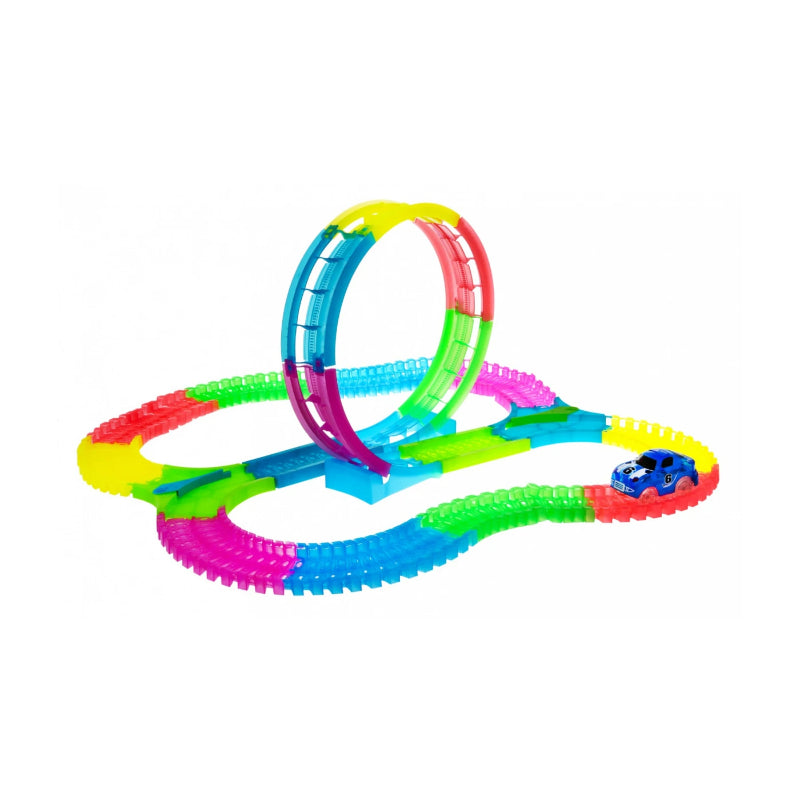 Colorful Glow-in-the-Dark children Race Track 188 pcs and 360° rotation