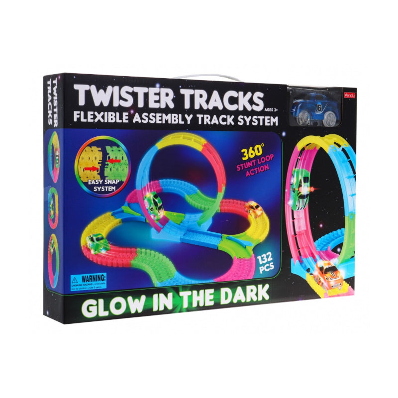 Colorful Glow-in-the-Dark children Race Track 188 pcs and 360° rotation