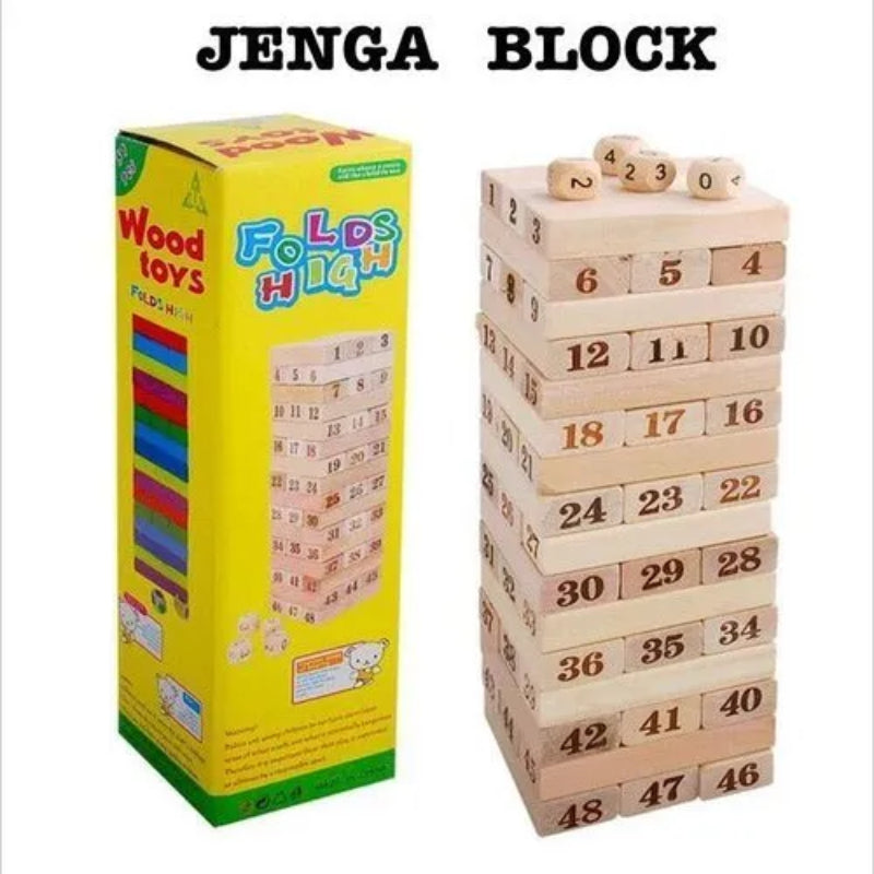 Classic Plain Jenga Wooden Puzzle Blocks Stacking Game 48 Pcs For Toddlers